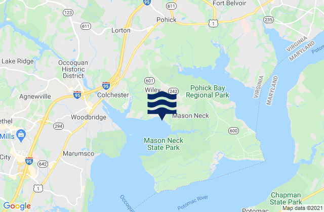 Bellevue, United Statesの潮見表地図