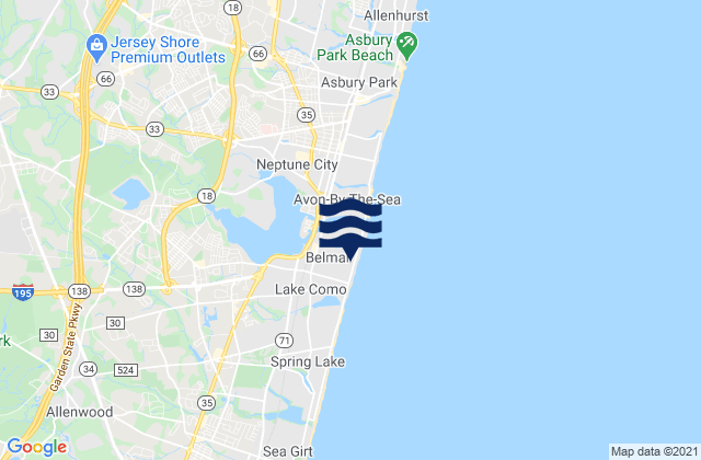 Belmar, United Statesの潮見表地図