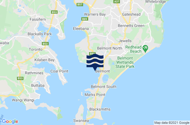 Belmont Bay, Australiaの潮見表地図