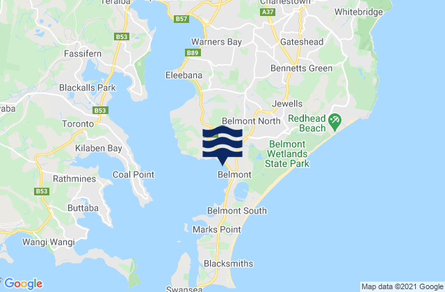 Belmont, Australiaの潮見表地図