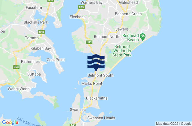 Belmont South, Australiaの潮見表地図