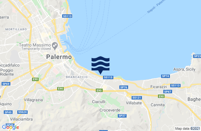 Belmonte Mezzagno, Italyの潮見表地図