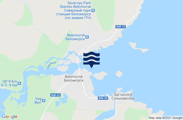 Belomorsk, Russiaの潮見表地図