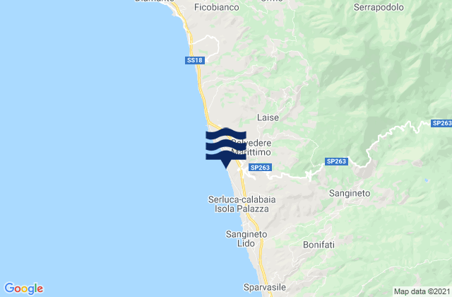 Belvedere Marittimo, Italyの潮見表地図