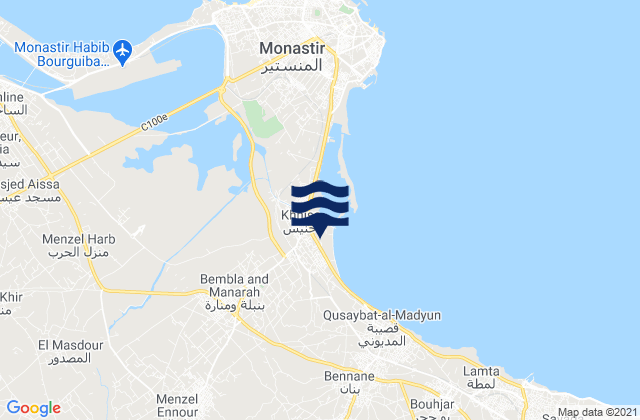 Bembla, Tunisiaの潮見表地図