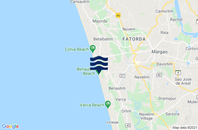 Benaulim, Indiaの潮見表地図