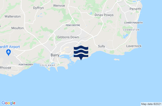 Bendricks Beach, United Kingdomの潮見表地図