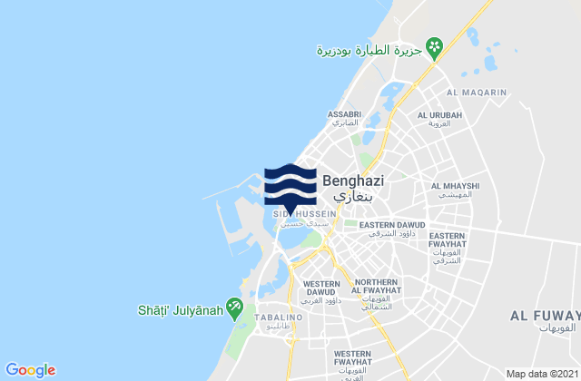 Benghazi, Libyaの潮見表地図