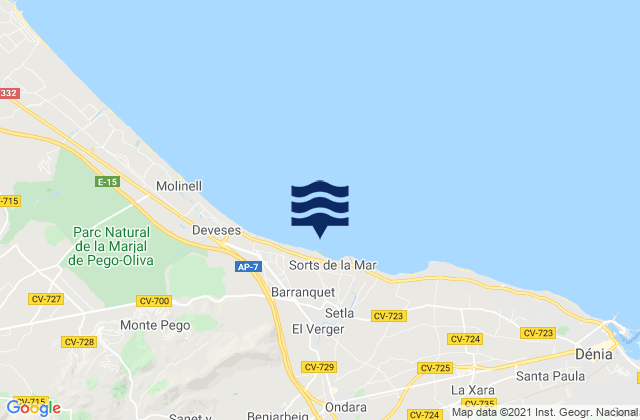 Beniarbeig, Spainの潮見表地図