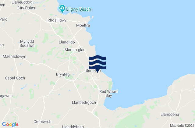 Benllech, United Kingdomの潮見表地図