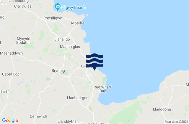 Benllech Beach, United Kingdomの潮見表地図