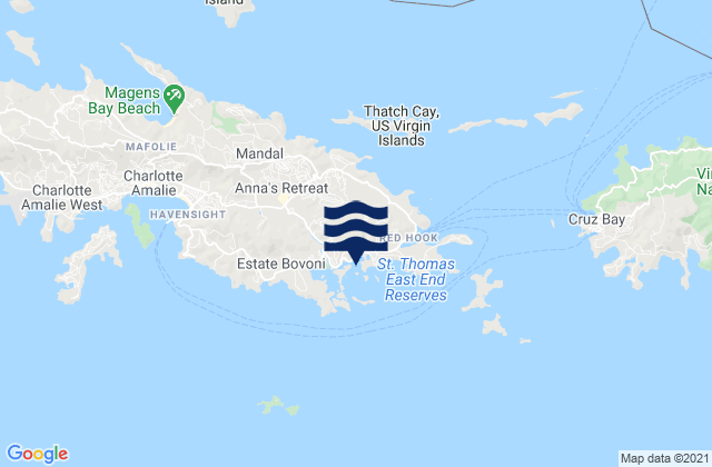 Benner Bay, Saint Thomas, U.S. Virgin Islandsの潮見表地図