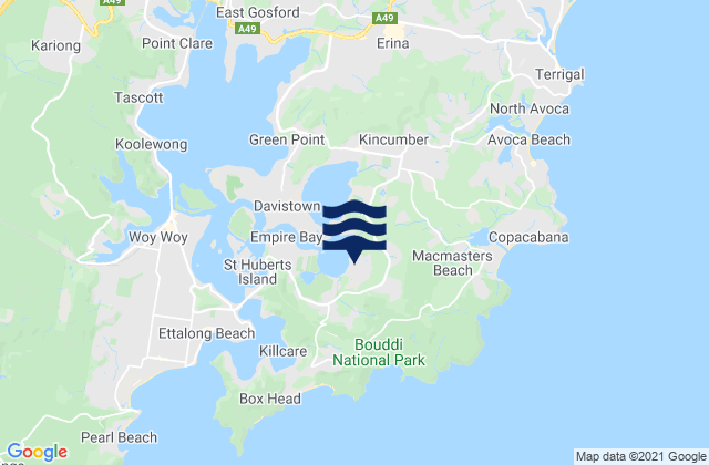 Bensville, Australiaの潮見表地図