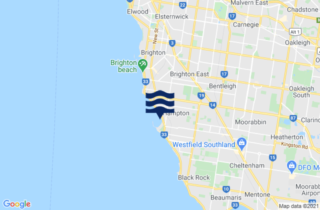 Bentleigh, Australiaの潮見表地図