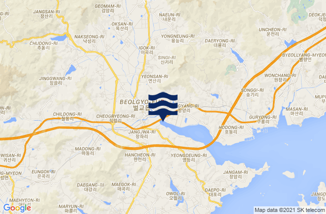Beolgyo, South Koreaの潮見表地図