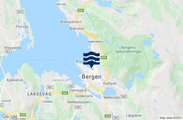 Bergen, Norwayの潮見表地図