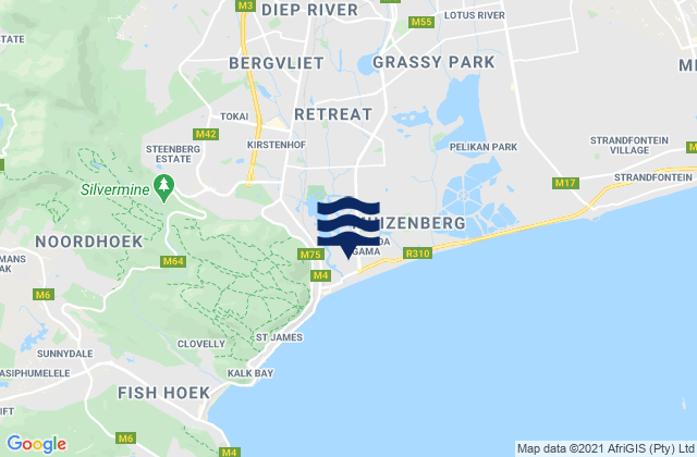 Bergvliet, South Africaの潮見表地図