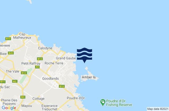 Bernache, Reunionの潮見表地図