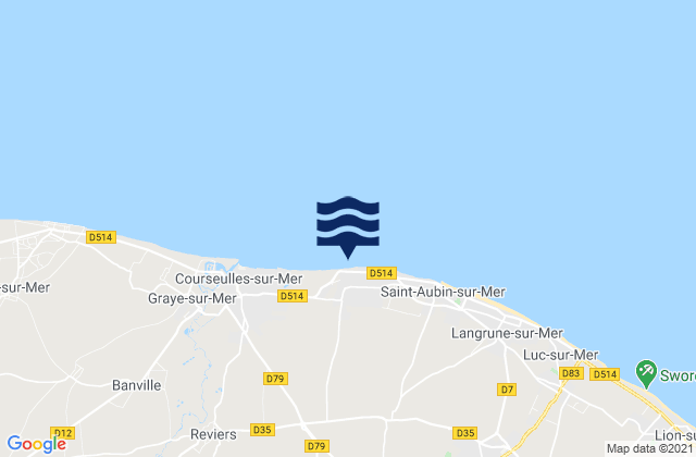 Bernières-sur-Mer, Franceの潮見表地図