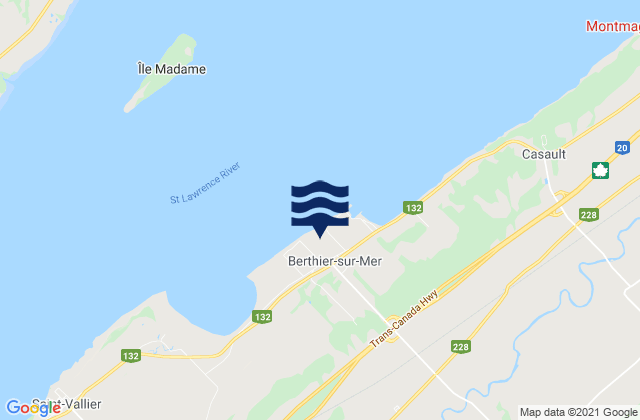 Berthier-sur-Mer, Canadaの潮見表地図