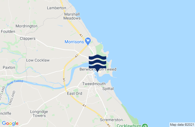 Berwick-Upon-Tweed, United Kingdomの潮見表地図