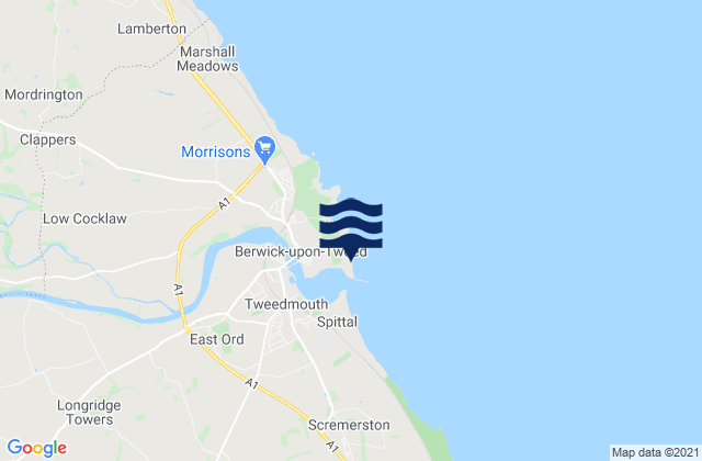 Berwick Beach, United Kingdomの潮見表地図