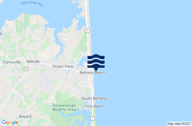 Bethany Beach, United Statesの潮見表地図