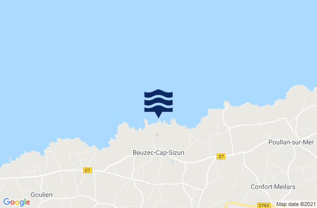 Beuzec-Cap-Sizun, Franceの潮見表地図