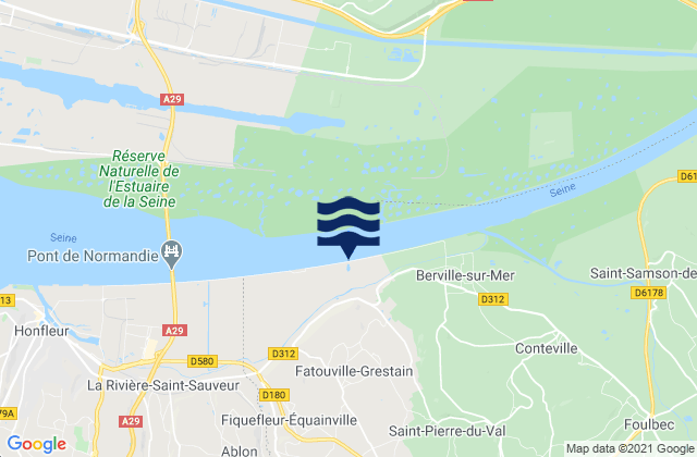 Beuzeville, Franceの潮見表地図