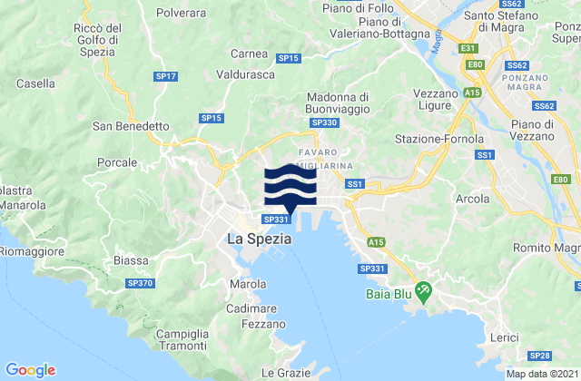 Beverino, Italyの潮見表地図