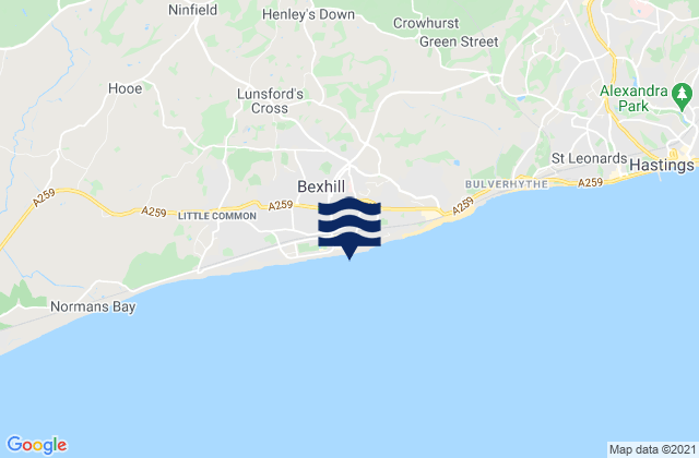 Bexhill-on-Sea, United Kingdomの潮見表地図