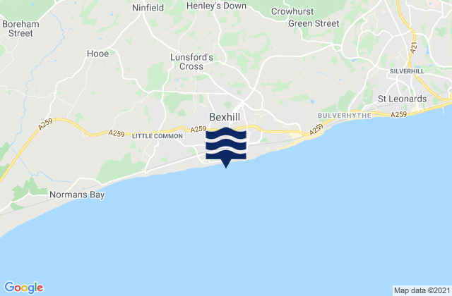 Bexhill Beach, United Kingdomの潮見表地図