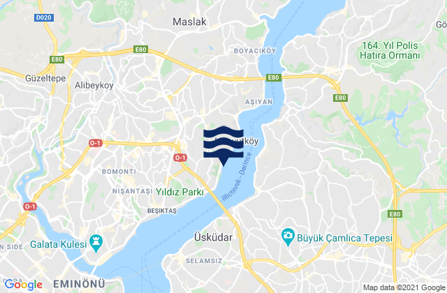 Beşiktaş, Turkeyの潮見表地図