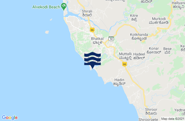 Bhatkal, Indiaの潮見表地図