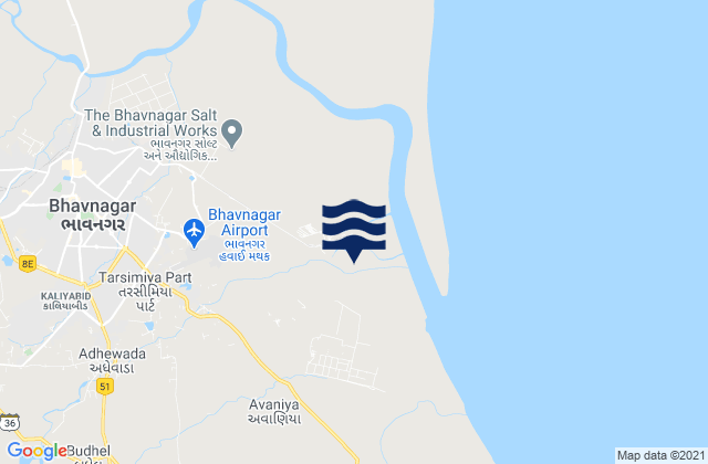 Bhavnagar Gulf of Cambay, Indiaの潮見表地図