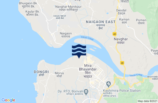 Bhayandar, Indiaの潮見表地図