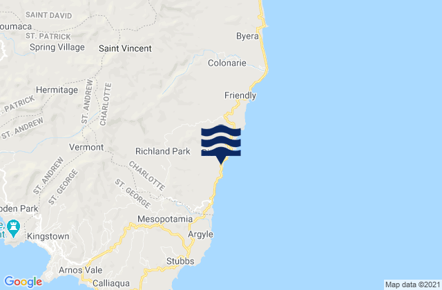 Biabou, Saint Vincent and the Grenadinesの潮見表地図
