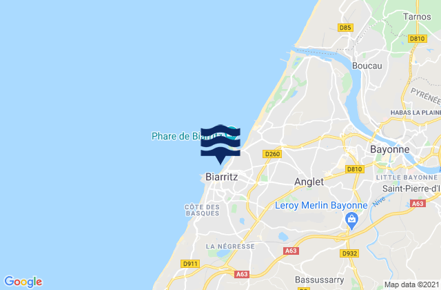 Biarritz, Franceの潮見表地図