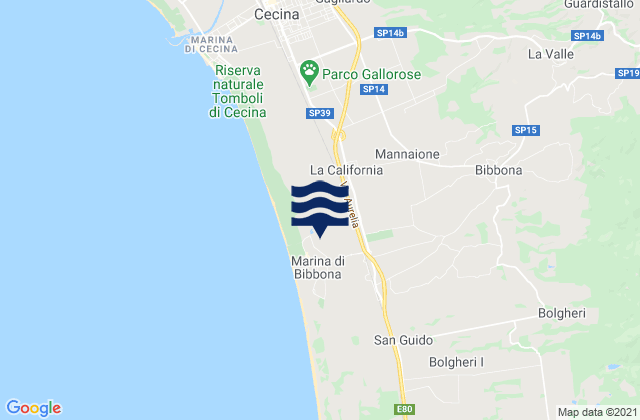Bibbona, Italyの潮見表地図