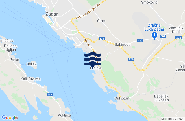 Bibinje, Croatiaの潮見表地図