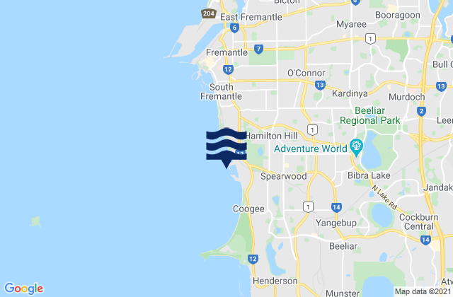 Bibra Lake, Australiaの潮見表地図