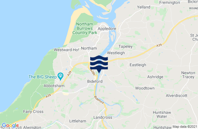 Bideford, United Kingdomの潮見表地図
