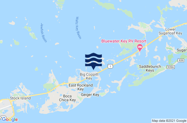 Big Coppitt Key Northeast Side Waltz Key Basin, United Statesの潮見表地図