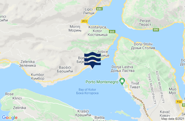 Bijela, Montenegroの潮見表地図