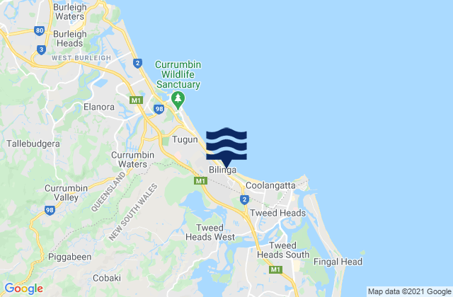 Bilambil, Australiaの潮見表地図