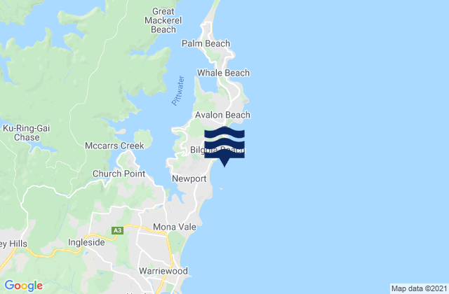 Bilgola Beach, Australiaの潮見表地図