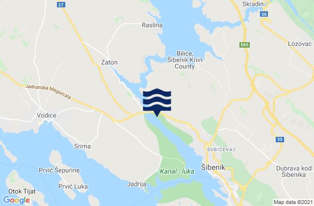 Bilice, Croatiaの潮見表地図