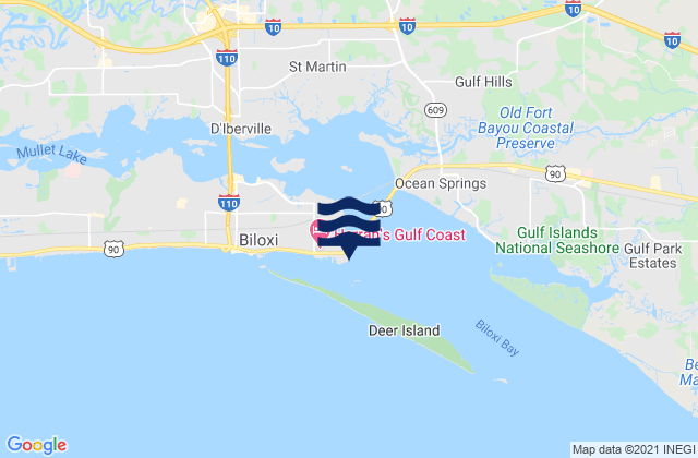 Biloxi (Cadet Point) Biloxi Bay, United Statesの潮見表地図
