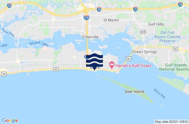 Biloxi, United Statesの潮見表地図