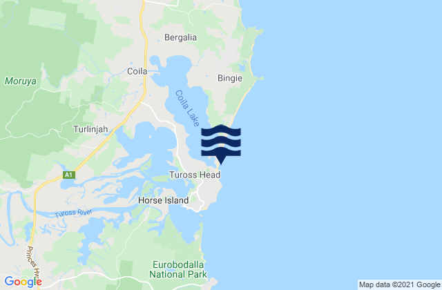 Bingie Beach, Australiaの潮見表地図
